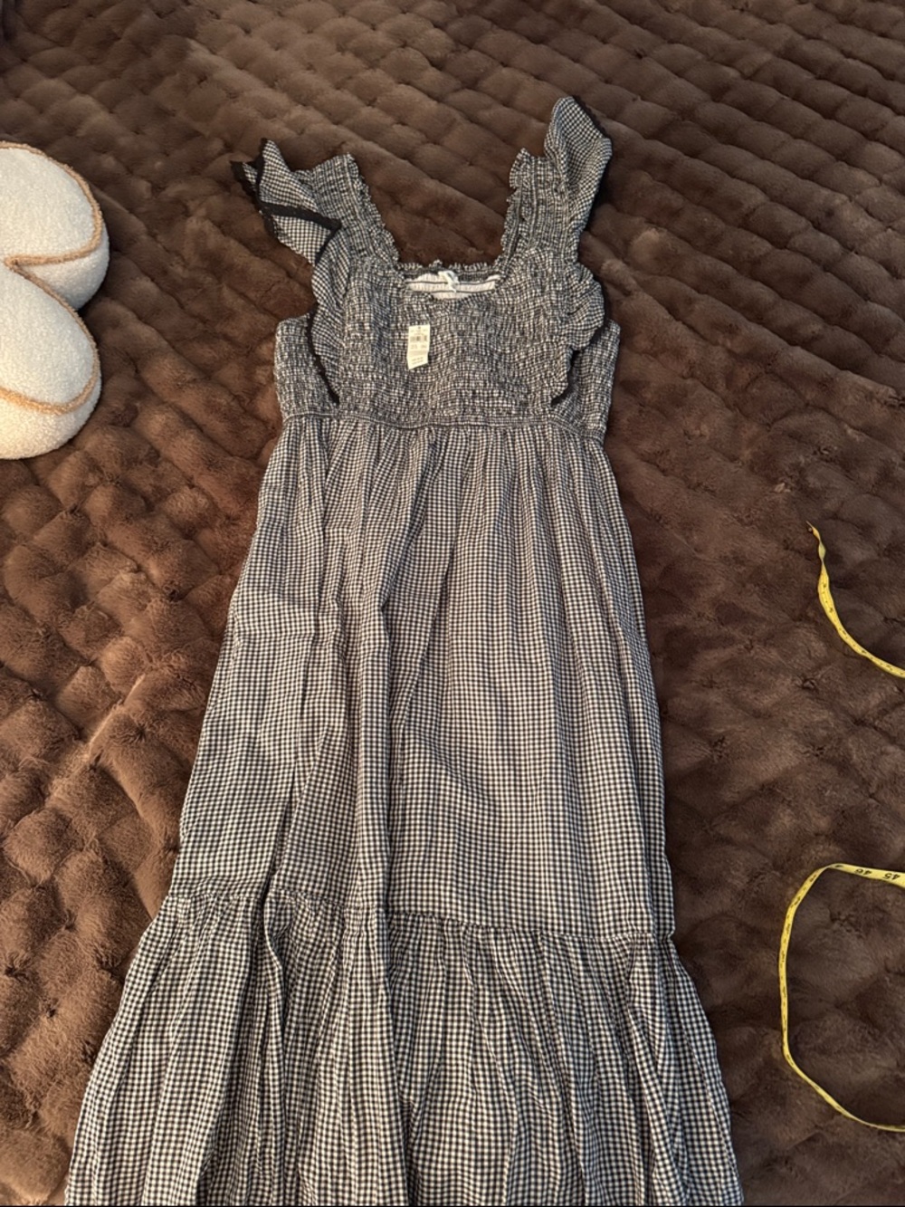 aerie Black and White Gingham Maxi Dress